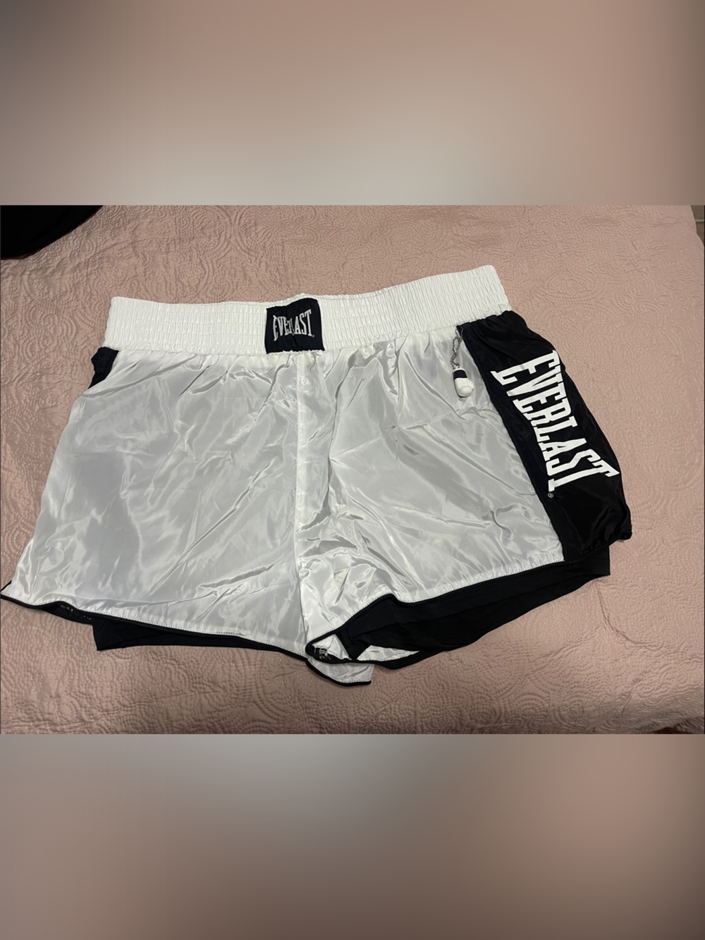 Everlast White and Black Women's Athletic Shorts with Side Logo